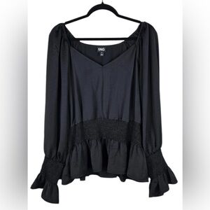 INC International Concepts Women's Black Smocked Blouse 💕